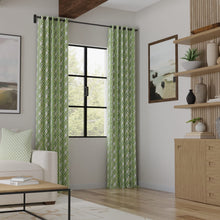 Load image into Gallery viewer, Cotton Green Ivory Trellis Floral Geometric Upholstery Drapery Fabric