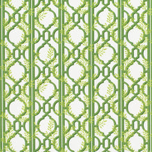 Load image into Gallery viewer, Cotton Green Ivory Trellis Floral Geometric Upholstery Drapery Fabric