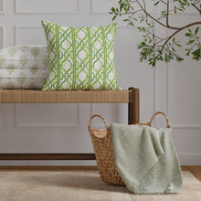 Load image into Gallery viewer, Cotton Green Ivory Trellis Floral Geometric Upholstery Drapery Fabric