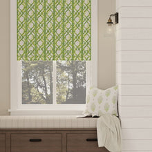 Load image into Gallery viewer, Cotton Green Ivory Trellis Floral Geometric Upholstery Drapery Fabric