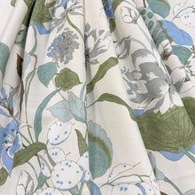 Load image into Gallery viewer, Ivory Cream Green Blue Teal Floral Upholstery Drapery Fabric MGF