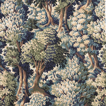 Load image into Gallery viewer, Cotton Blue Teal Green Beige Botanical Tapestry Upholstery Drapery Fabric MGF