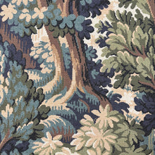 Load image into Gallery viewer, Cotton Blue Teal Beige Botanical Tapestry Upholstery Drapery Fabric MGF