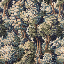 Load image into Gallery viewer, Cotton Blue Teal Beige Botanical Tapestry Upholstery Drapery Fabric MGF