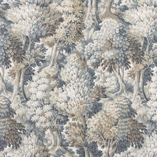 Load image into Gallery viewer, Cotton Teal Green Beige Mustard Brown Botanical Tapestry Upholstery Drapery Fabric MGF