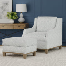 Load image into Gallery viewer, Cream Ivory Blue Floral Chenille Upholstery Fabric / Arctic