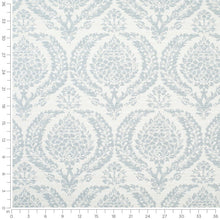 Load image into Gallery viewer, Cream Ivory Blue Floral Chenille Upholstery Fabric / Arctic