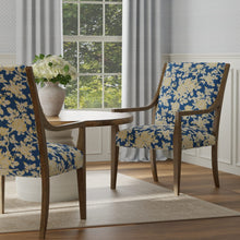 Load image into Gallery viewer, Cotton Navy Blue Mustard Yellow Gold White Floral Upholstery Drapery Fabric