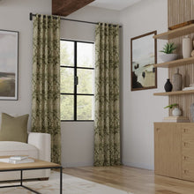 Load image into Gallery viewer, Emerald Green Sage Distressed Damask Velvet Upholstery Drapery Fabric / Pesto
