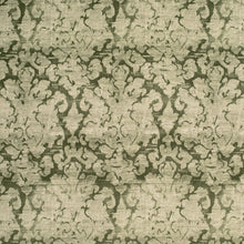 Load image into Gallery viewer, Emerald Green Sage Distressed Damask Velvet Upholstery Drapery Fabric / Pesto