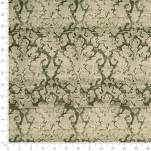 Load image into Gallery viewer, Emerald Green Sage Distressed Damask Velvet Upholstery Drapery Fabric / Pesto