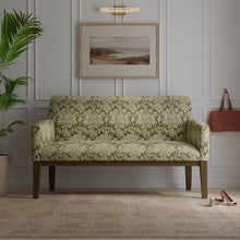 Load image into Gallery viewer, Emerald Green Sage Distressed Damask Velvet Upholstery Drapery Fabric / Pesto
