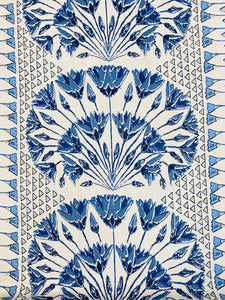 9 Yards Thibaut Anna French Cairo Navy Blue White Taupe Floral Upholstery Drapery Fabric