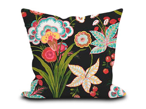 Handmade Brightly Colored Turquoise Tropical Floral Lumbar Throw Pillow