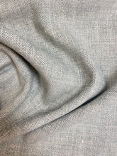 Load image into Gallery viewer, Designer Water &amp; Stain Resistant Seafoam Aqua Blue Linen Viscose Herringbone Upholstery Fabric WHS 4350