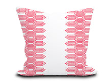 Load image into Gallery viewer, Custom Pillow Cover in Thibaut Nola Stripe Embroidery Pink - One Side