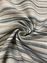 Load image into Gallery viewer, 1.8 Yard Designer Seafoam Green Grey Cream Taupe Belgian Linen Stripe Upholstery Fabric WHS 4311