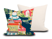 Load image into Gallery viewer, Custom Pillow Cover in Thibaut Floral Chinoiserie Mystic Garden in Navy Blue - One Side