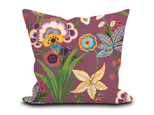Load image into Gallery viewer, Custom Pillow Cover in Floral Thibaut Pasadena in Plum - One Side