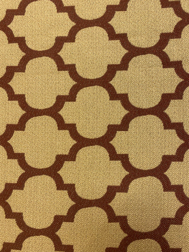 Duralee Coral Ruf Brown Beige Trellis Geometric Upholstery Fabric WHS 4378