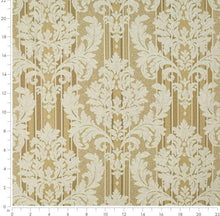 Load image into Gallery viewer, Spanish Made Damask Stripe Mustard Gold Beige Upholstery Drapery Fabric CF