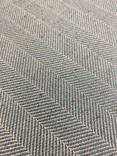 Load image into Gallery viewer, 1.75 Yard Designer Water &amp; Stain Resistant Aqua Blue Speckled Herringbone MCM Mid Century Modern Upholstery Fabric WHS 4224