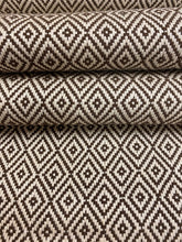 Load image into Gallery viewer, 1.5 Yard Designer Heavy Duty Linen Flax Cream Brown Diamond Water &amp; Satin Resistant Upholstery Fabric WHS 4541