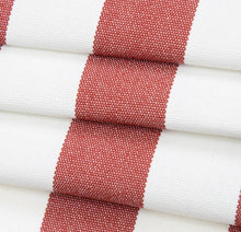 Load image into Gallery viewer, Heavy Duty Outdoor Solution Dyed Acrylic Red Cream Stripe Upholstery Drapery Fabric CF