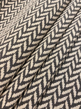 Load image into Gallery viewer, Designer Grey Ivory Herringbone MCM Mid Century Modern Water &amp; Stain Resistant Upholstery Fabric