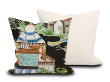 Load image into Gallery viewer, Custom Pillow Cover in Thibaut Floral Chinoiserie Mystic Garden in Black - One Side