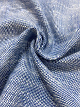 Load image into Gallery viewer, Designer Water &amp; Stain Resistant Woven Royal Blue White MCM Mid Century Modern Tweed Upholstery Fabric WHS 4315