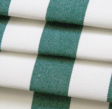 Load image into Gallery viewer, Heavy Duty Outdoor Solution Dyed Acrylic Forest Green Cream Stripe Upholstery Drapery Fabric CF