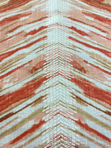 1.25 Yd Stout Fabric Linger 1 Sunset Orange Beige Green Cream Embroidered Herringbone Drapery Fabric WHS 4287
