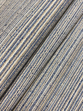 Load image into Gallery viewer, Kravet 34314.1516 Navy Blue Taupe Cream Stripe Water &amp; Stain Resistant Upholstery Fabric WHS 4266