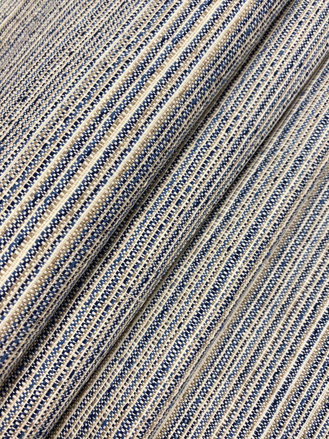 Kravet 34314.1516 Navy Blue Taupe Cream Stripe Water & Stain Resistant Upholstery Fabric WHS 4266