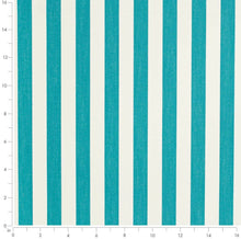 Load image into Gallery viewer, Heavy Duty Outdoor Solution Dyed Acrylic Turquoise Blue Cream Stripe Upholstery Drapery Fabric CF