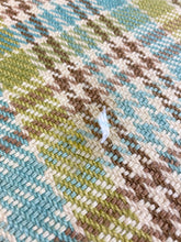 Load image into Gallery viewer, Designer Brown Aqua Blue Cream Lime Green Cream Check Plaid Water &amp; Stain Resistant Flax Upholstery Fabric WHS 4408