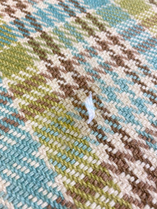 Designer Brown Aqua Blue Cream Lime Green Cream Check Plaid Water & Stain Resistant Flax Upholstery Fabric WHS 4408