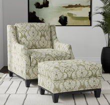 Load image into Gallery viewer, Spanish Made Damask Stripe Sage Green Upholstery Drapery Fabric CF