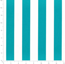 Load image into Gallery viewer, Heavy Duty Outdoor Solution Dyed Acrylic Turquoise Blue Cream Stripe Upholstery Drapery Fabric CF