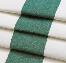 Load image into Gallery viewer, Heavy Duty Outdoor Solution Dyed Acrylic Forest Green Cream Stripe Upholstery Drapery Fabric CF