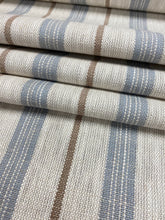Load image into Gallery viewer, Designer Water &amp; Stain Resistant Beige Grey Brown Nautical Stripe Upholstery Fabric WHS 4243