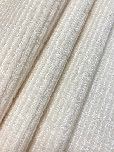 1.5 Yard of Designer Cream Nubby Chenille Indoor Outdoor Water & Stain Resistant Upholstery Fabric WHS 4351