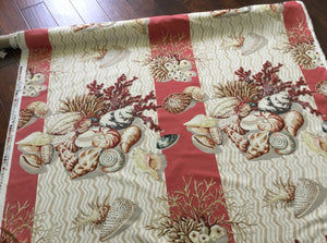 Cowtan & Tout Tortola Seashells Shells Nautical Coral Cream Ocean Beach Home Decor Cotton Linen Fabric Upholstery Drapery