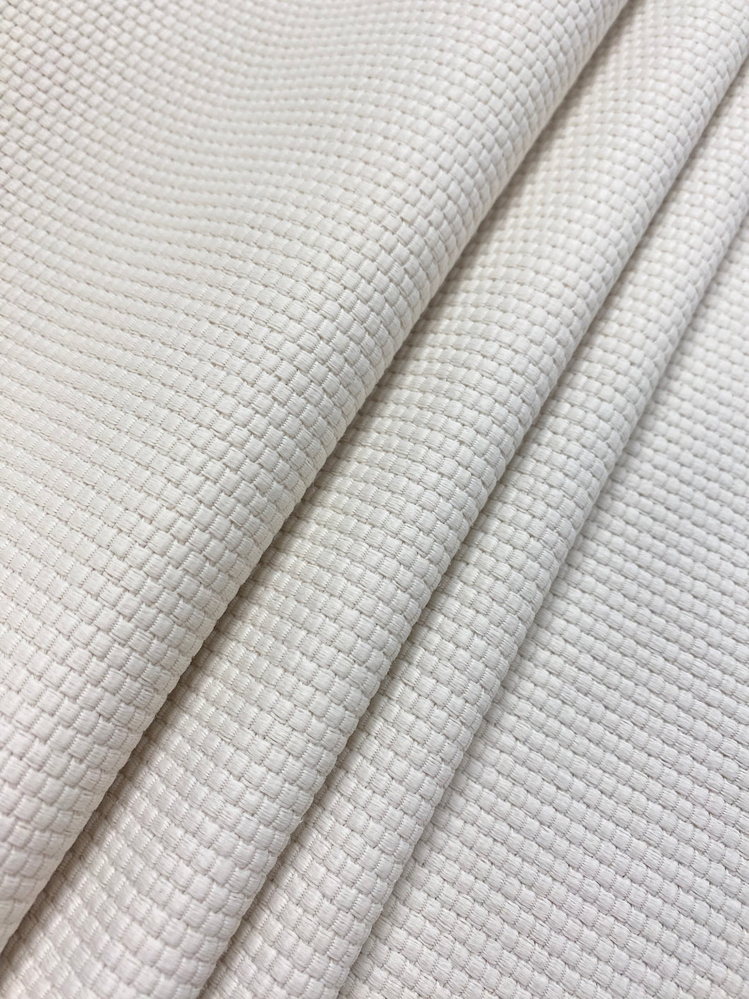 Designer Indoor Outdoor Cream Polypropylene Basketweave Upholstery Fabric WHS 4492