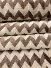 Load image into Gallery viewer, 1.35 Yard Designer Taupe Brown Herringbone Chevron Velvet Upholstery Fabric WHS 4372