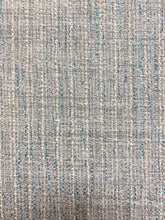 Load image into Gallery viewer, Designer Aqua Blue Cream Grey MCM Mid Century Modern Tweed Water &amp; Stain Resistant Upholstery Fabric WHS 4359