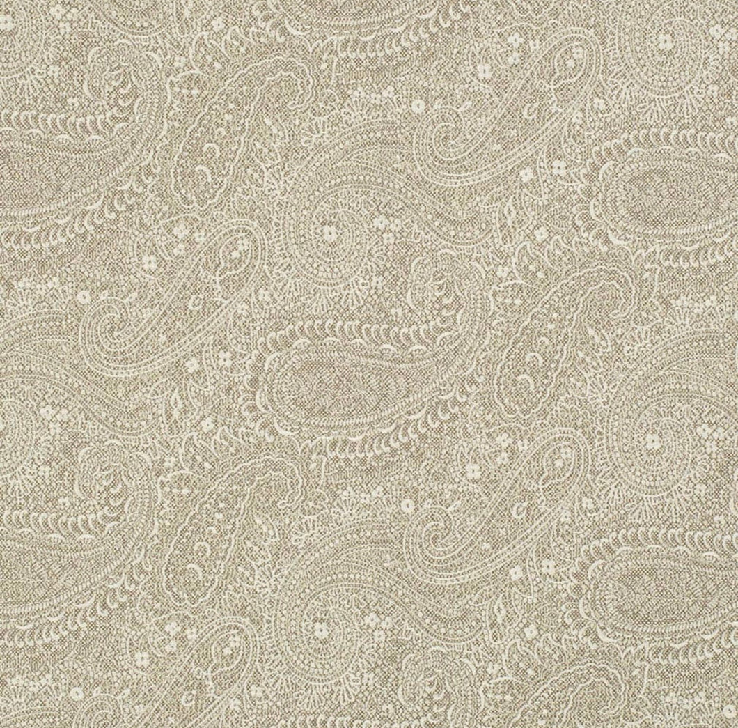 Spanish Made Damask Paisley Taupe Beige White Upholstery Drapery Fabric CF