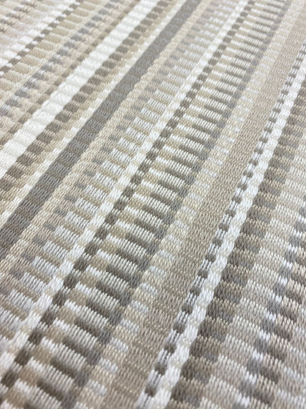 Remnant Fabricut Maltitude Birch Cream Taupe Beige Woven Stripe Water & Stain Resistant Upholstery Fabric  WHS 4226