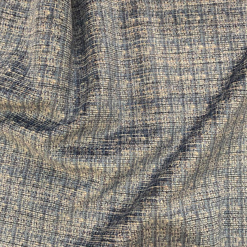 French Blue Grey Navy Variegeted Textured MCM Mid Century Modern Chenille Upholstery Fabric MGF